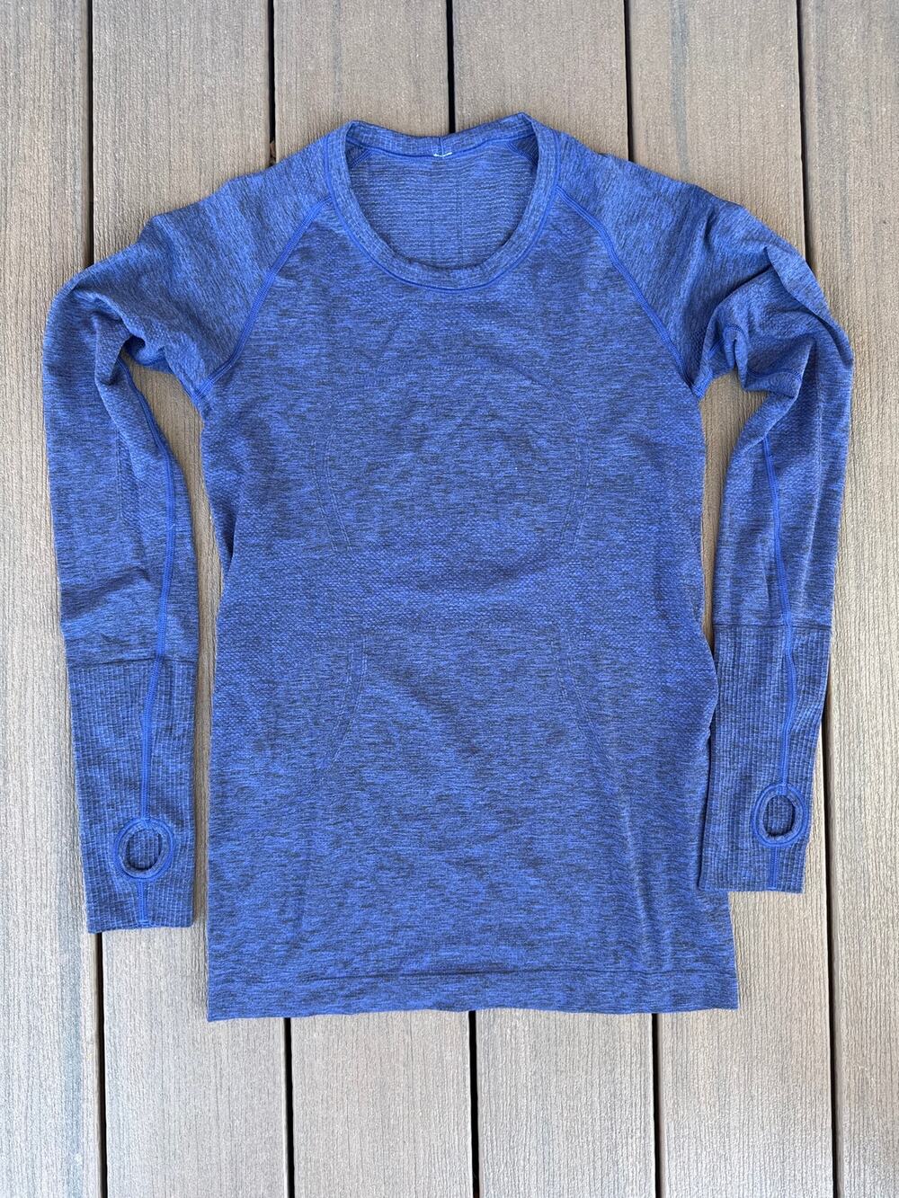Lululemon Long Sleeve Swiftly Top Heathered Sapphire Blue Sz 8